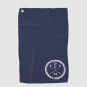 Persoonlijke Monogram Beginletters Navyblauw Golfhanddoek (Voorkant)