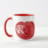 Persoonlijke Monogram Beginletters Roos Bloem Mok (Links)