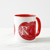 Persoonlijke Monogram Beginletters Roos Bloem Mok (Voorkant rechts)
