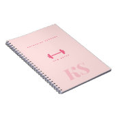 Persoonlijke Monogram Beginletters Roze Gym Notebo Notitieboek (Rechterzijde)