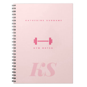 Persoonlijke Monogram Beginletters Roze Gym Notebo Notitieboek