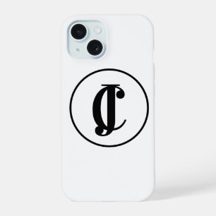 Persoonlijke Monogram Beginletters Zwart en Wit iPhone 15 Case