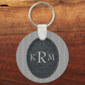 Persoonlijke Monogram Beginletters Zwarte Bloemen Sleutelhanger (Achterkant)