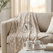 Persoonlijke Monogram Beige Stippen Worp Cadeau Fleece Deken