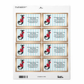 Persoonlijke monogram bewerkbare J tekst rode bloe Etiket (Full Sheet)