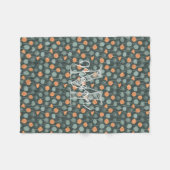 Persoonlijke Monogram Bloemrijke Doodle Fleece Dek Deken (Voorkant (Horizontaal))