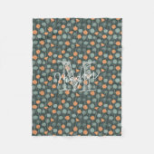 Persoonlijke Monogram Bloemrijke Doodle Fleece Dek Deken (Voorkant)