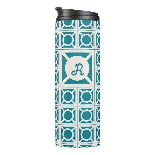 Persoonlijke Monogram Breeze Block Tumbler Thermosbeker (Geroteerd rechts)