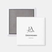 Persoonlijke monogram bruidsjonker getuige naam da magneet (Voorkant / Achterkant)