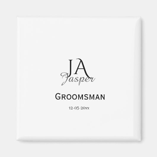 Persoonlijke monogram bruidsjonker getuige naam da magneet (Voorkant)