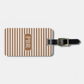 Persoonlijke Monogram Bruine Streep Bagage Label (Voorkant horizontaal)