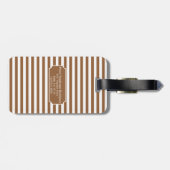 Persoonlijke Monogram Bruine Streep Bagage Label (Achterkant horizontaal)