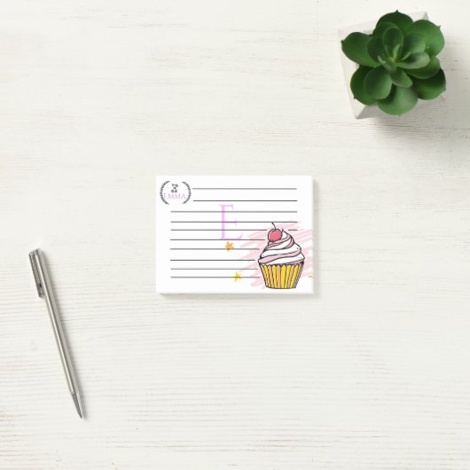 Persoonlijke Monogram Cupcake Post-It Notities Post-it® Notes (Kantoor)