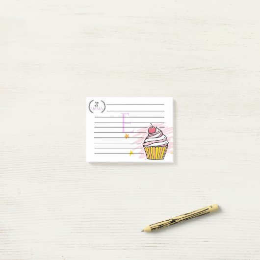 Persoonlijke Monogram Cupcake Post-It Notities Post-it® Notes (Op bureau)