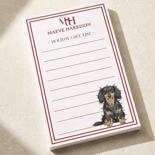 Persoonlijke Monogram Dachshund Kerstcadeaulijst Post-it® Notes