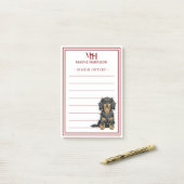 Persoonlijke Monogram Dachshund Kerstcadeaulijst Post-it® Notes (Op bureau)