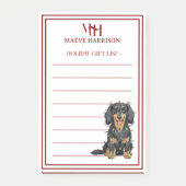Persoonlijke Monogram Dachshund Kerstcadeaulijst Post-it® Notes (Voorkant)
