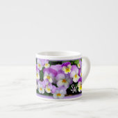 Persoonlijke monogram Dainty Pansy Espresso Cup Espresso Kop (Voorkant rechts)
