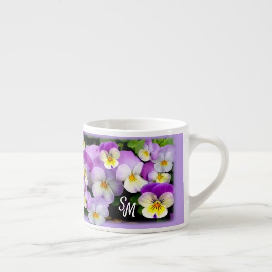 Persoonlijke monogram Dainty Pansy Espresso Cup Espresso Kop (Rechts)