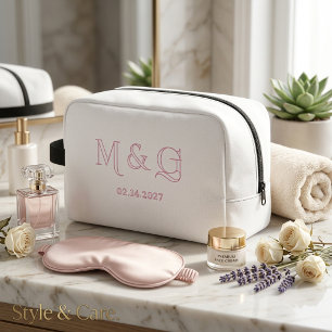 Persoonlijke Monogram Datum Witte Klassieke Dopp K Toilettasje