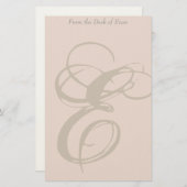 Persoonlijke monogram E Stationery Briefpapier (Voorkant / Achterkant)