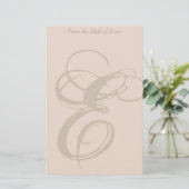 Persoonlijke monogram E Stationery Briefpapier (Staand voorkant)
