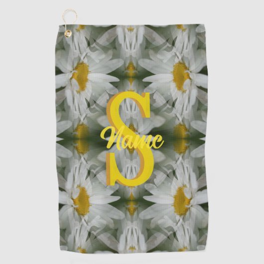 Persoonlijke Monogram Eerste Letter Naam Madeliefj Golfhanddoek (Voorkant)