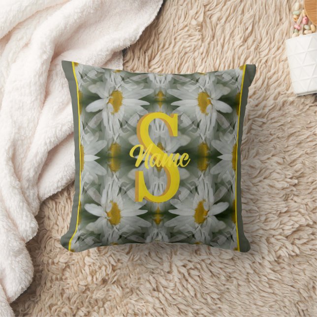 Persoonlijke Monogram Eerste Letter Naam Madeliefj Kussen (Deken)