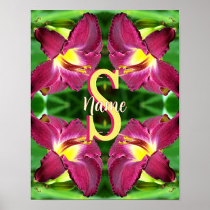 Persoonlijke Monogram Eerste Letter Namen Daglelie Poster