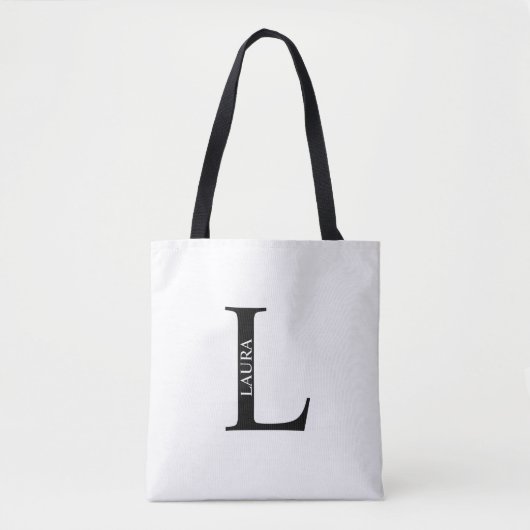 Persoonlijke Monogram en Naam Boodschappentas Tote Bag (Voorkant)