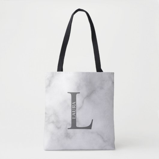 Persoonlijke Monogram en Naam Boodschappentas Tote Bag (Voorkant)