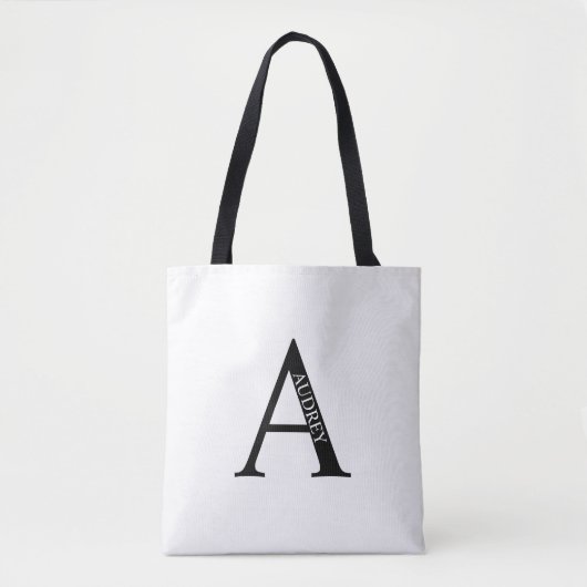 Persoonlijke Monogram en Naam Boodschappentas Tote Bag (Voorkant)