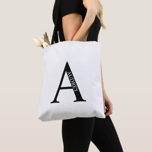 Persoonlijke Monogram en Naam Boodschappentas Tote Bag (Dichtbij)