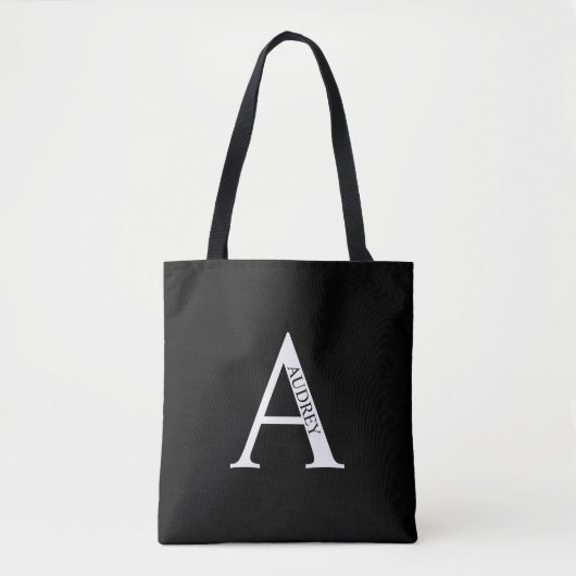 Persoonlijke Monogram en Naam Boodschappentas Tote Bag (Voorkant)