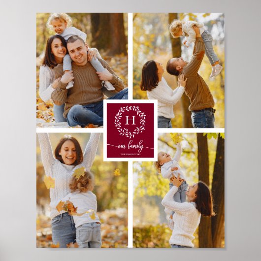 Persoonlijke Monogram Familie Fotocollage Poster (Voorkant)