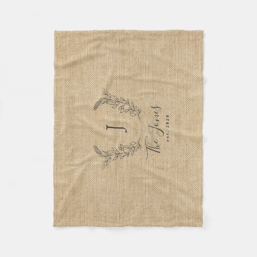 Persoonlijke monogram familienaam rustic fleece deken (Voorkant)