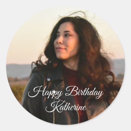 Persoonlijke Monogram Foto en/of Naam/Boodschap  Ronde Sticker (Voorkant)