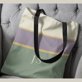 Persoonlijke Monogram Gestreepte Elegante Boodscha Tote Bag