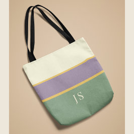 Persoonlijke Monogram Gestreepte Elegante Boodscha Tote Bag