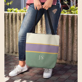 Persoonlijke Monogram Gestreepte Elegante Boodscha Tote Bag