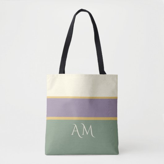 Persoonlijke Monogram Gestreepte Premium Tote Tas (Voorkant)