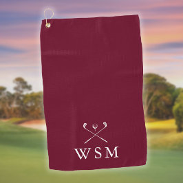 Persoonlijke Monogram Golfclubs Burgundy Rood Golfhanddoek