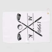Persoonlijke Monogram Golfclubs Golfhanddoek (Horizontaal)