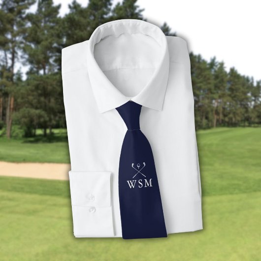 Persoonlijke Monogram Golfclubs Navy Blauwe Golf Stropdas