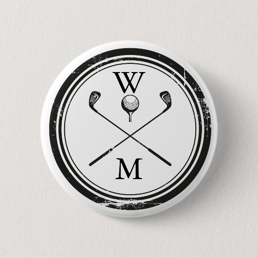 Persoonlijke Monogram Golfclubs Ronde Button 5,7 Cm (Voorkant)
