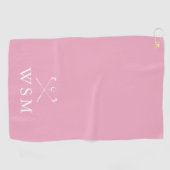 Persoonlijke Monogram Golfclubs Roze Golfhanddoek (Horizontaal)