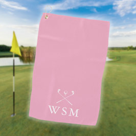 Persoonlijke Monogram Golfclubs Roze Golfhanddoek