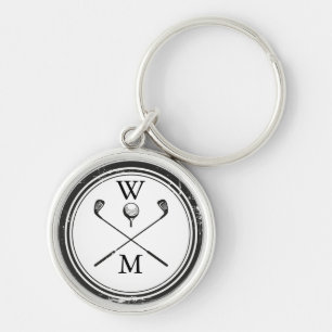 Persoonlijke Monogram Golfclubs Sleutelhanger