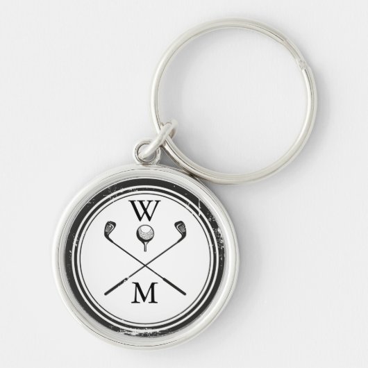 Persoonlijke Monogram Golfclubs Sleutelhanger (Voorkant)