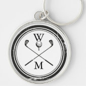 Persoonlijke Monogram Golfclubs Sleutelhanger (Voorkant)